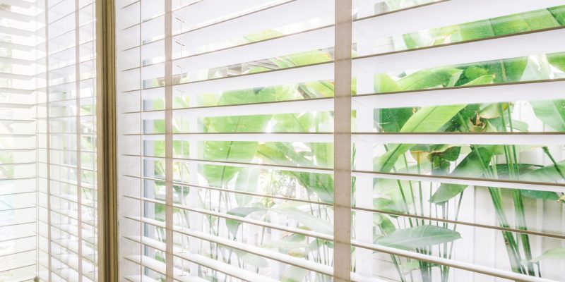 Selective focus point on Blinds window decoration in livingroom interior - Vintage Light Filter